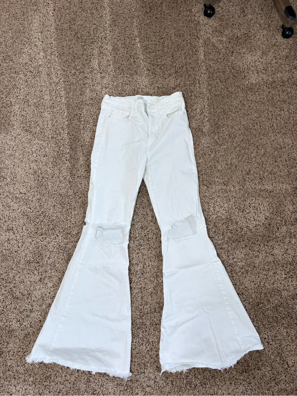 White Distressed Flared Jeans